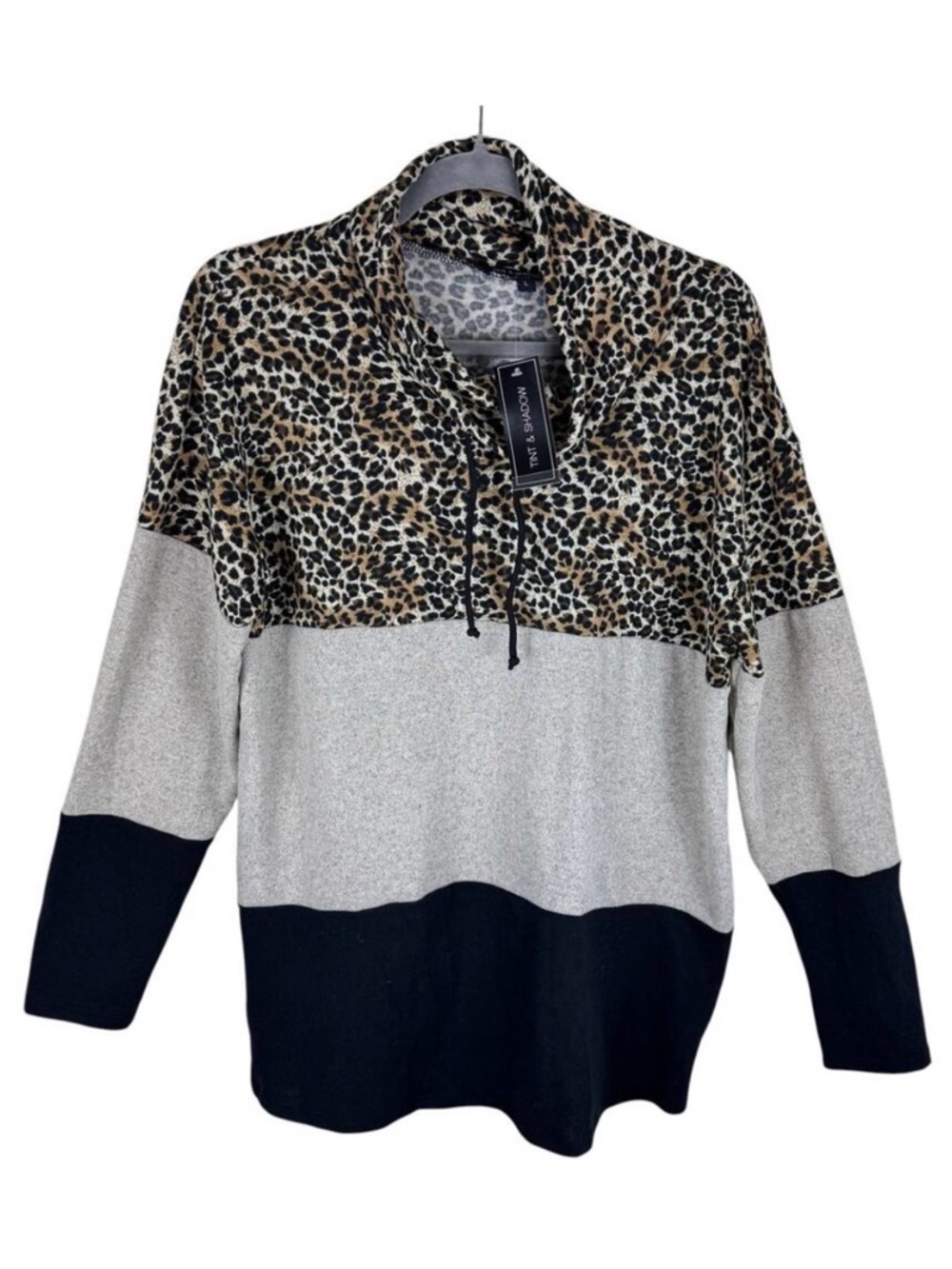 Tint & Shadow NWT Leopard Cowl Neck‎ Knit Top Large